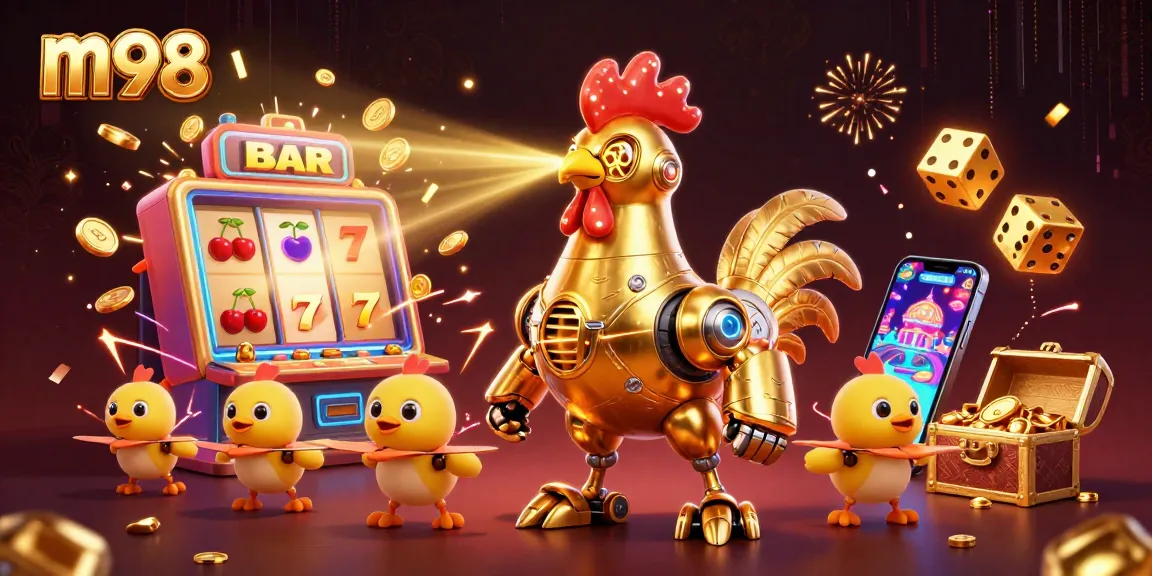Engage with m98 and discover thrilling wins in this vibrant online casino illustration.