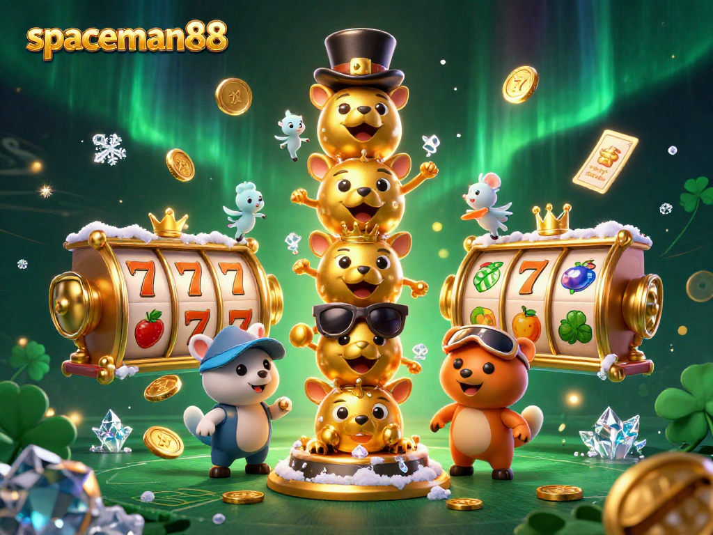 Engage in slots action with spaceman88 among vibrant 3D elements and majestic casino visuals.