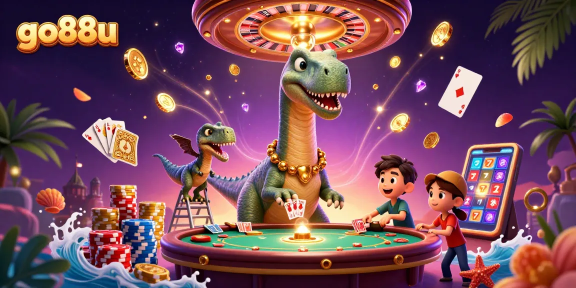 Experience exciting gameplay with go88u in a vibrant 3D casino scene filled with animated characters.