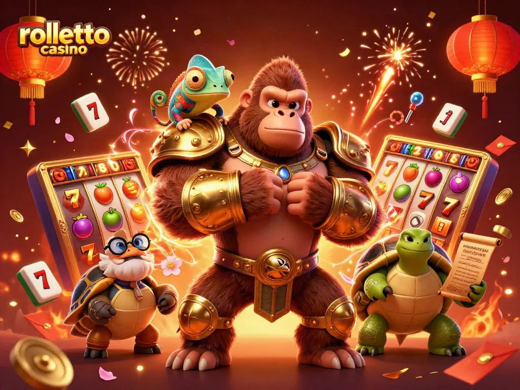 Engage with rolletto casino's dynamic gaming world featuring colorful slots and vibrant characters.