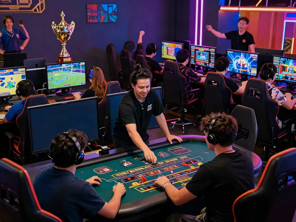 SIN88 nhà cái players enjoying a lively gaming experience with a charismatic dealer and vibrant atmosphere.