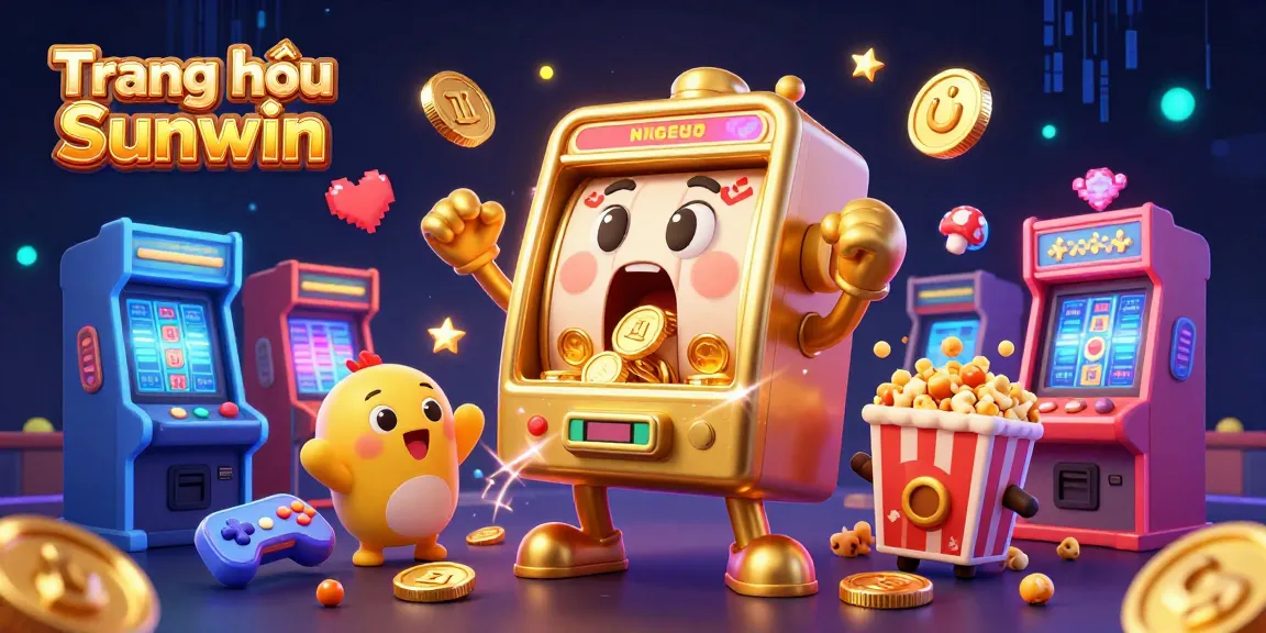 Spin the jackpots at Trang chủ Sunwin with a vibrant, engaging casino scene featuring golden slot machines.