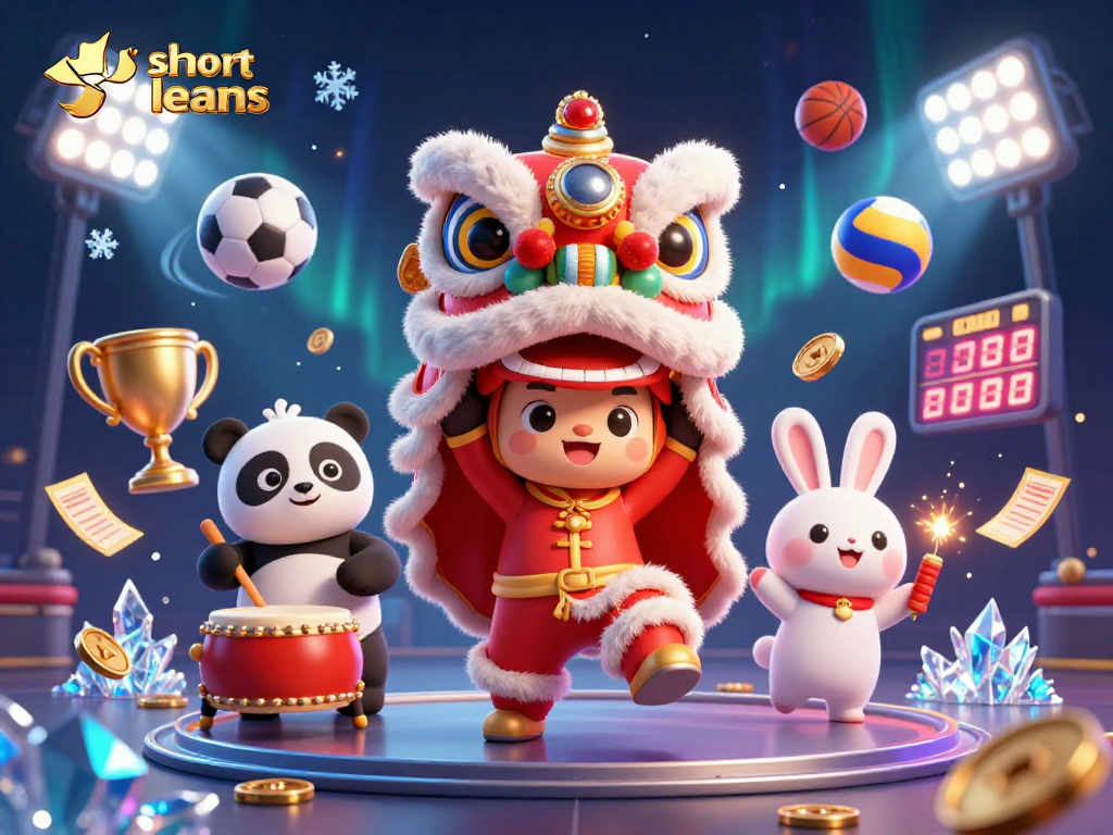 Enjoy short term loans with fun casino characters dancing among sports elements and vibrant decor.