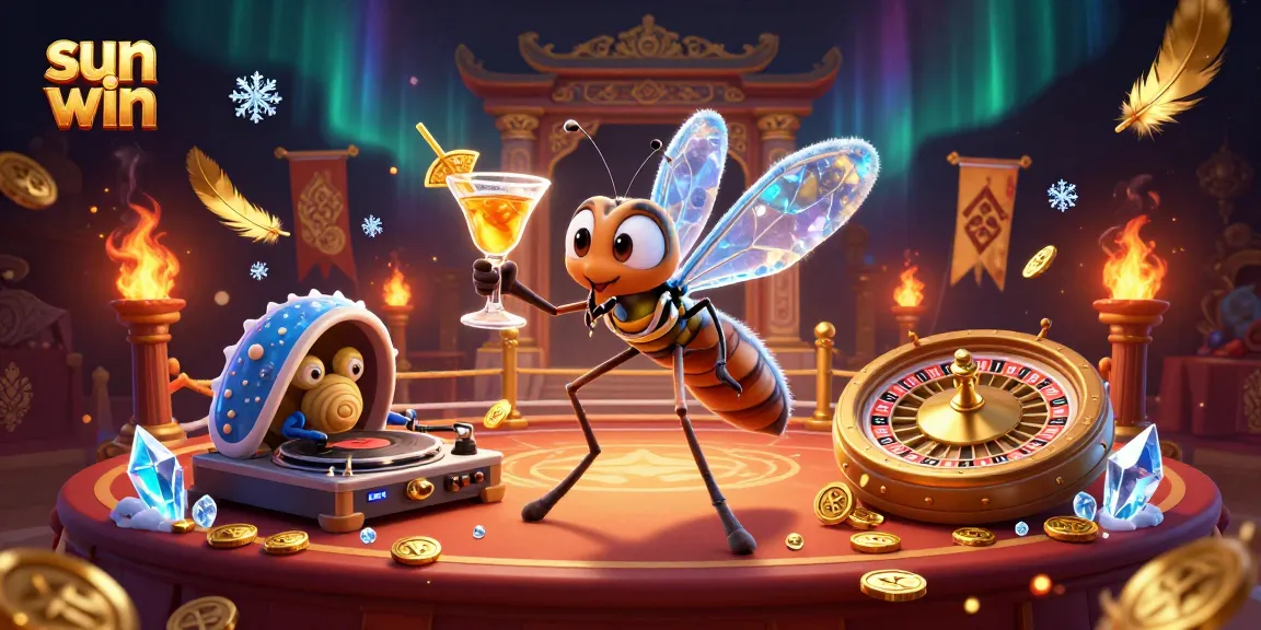 Engage with sun win casino themes featuring a lively 3D scene of characters and dynamic elements.