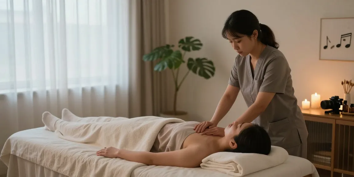Professional massage session depicting 부천출장안마 therapy with soothing ambiance and relaxation.