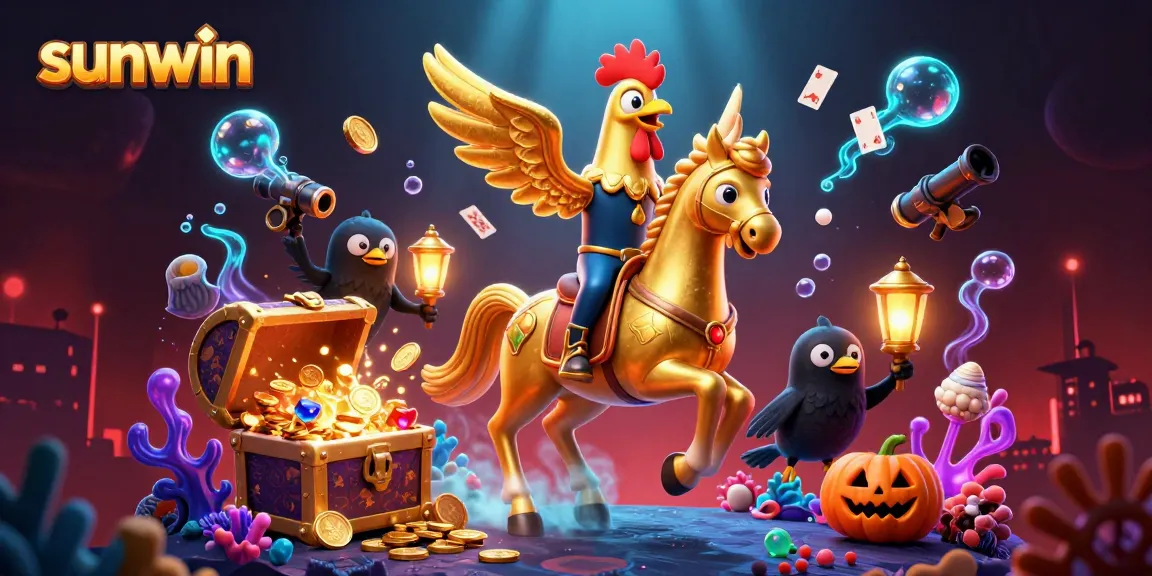 Experience epic wins with sunwin in a vibrant casino scene filled with treasures and dynamic characters.