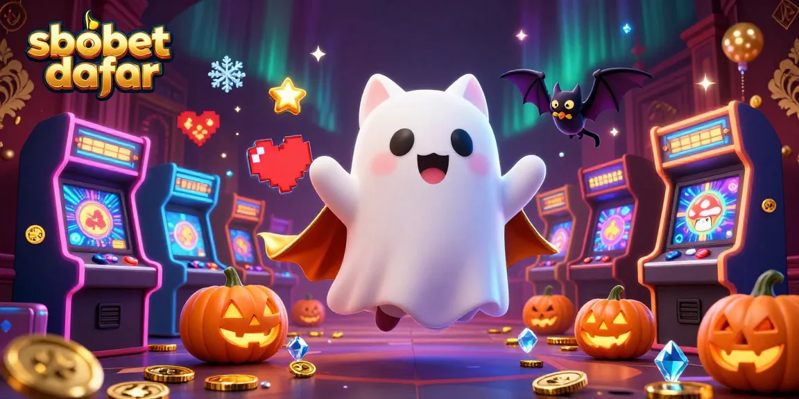 Engage with sbobet daftar in a haunted casino scene full of vibrant characters and action.