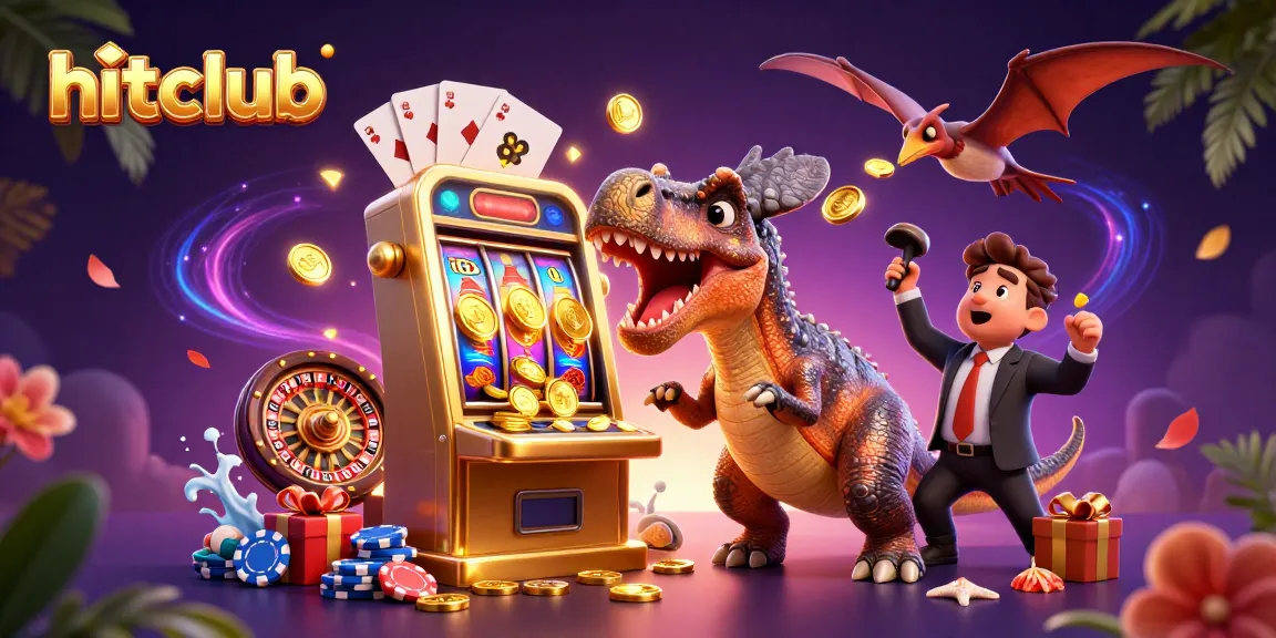 Experience hitclub excitement with a pachycephalosaurus winning jackpots at a vibrant casino scene.